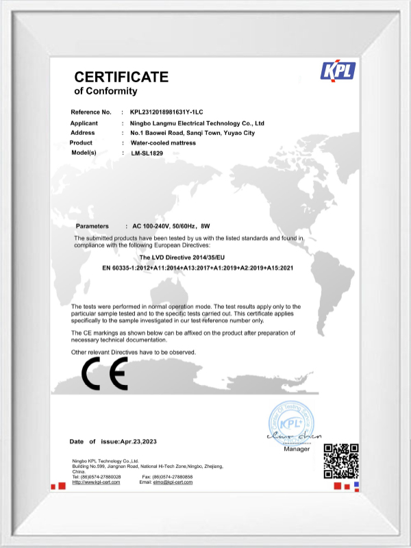 Certificate of Conformity  CE-LVD 